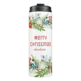 Weihnachtsfest Urlaub Floral Personalisiert Thermosbecher