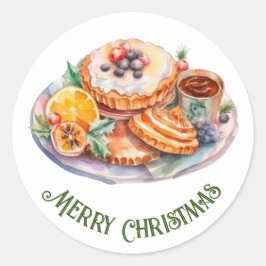 Weihnachtsfest Wasserfarbe Runder Aufkleber