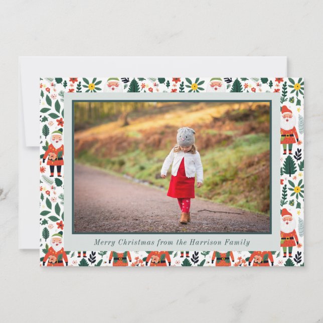 Weihnachtsfest Weihnachten-Pattern-Foto Feiertagskarte (Vorderseite)