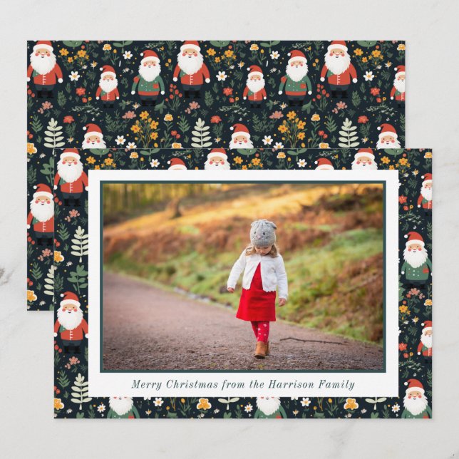 Weihnachtsfest Weihnachten-Pattern-Foto Feiertagskarte (Vorne/Hinten)