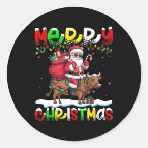 Weihnachtsfest Weihnachtskühe frohe Weihnachten Runder Aufkleber