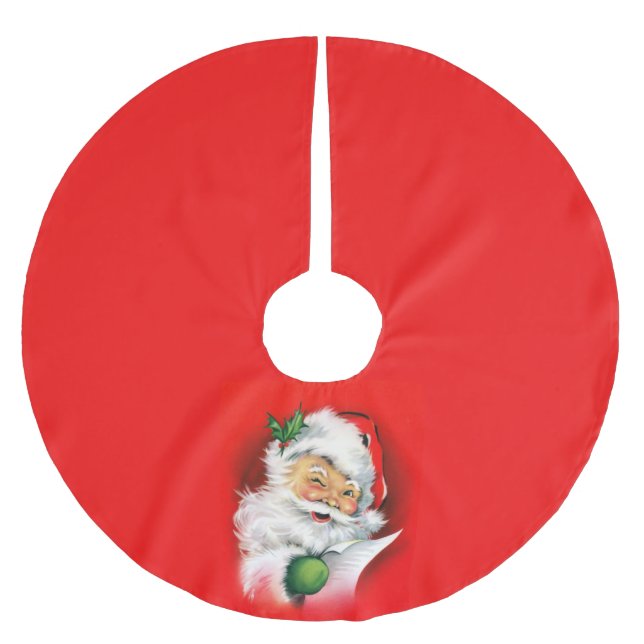 Weihnachtsfest Winking Santa Polyester Weihnachtsbaumdecke (Vorderseite)