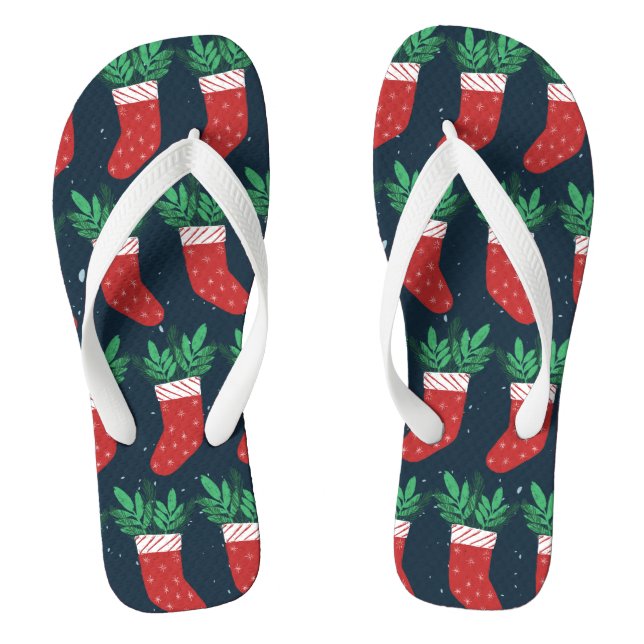 Weihnachtsfeste Strumpf mit Blätter Flip Flops (Fußbett)