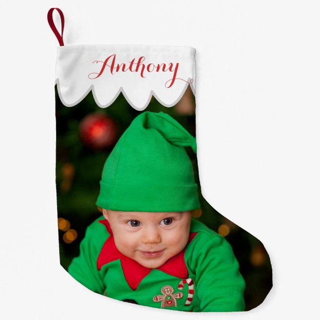 Weihnachtsfeste Strümpfe mit Ihrem Foto Kleiner Weihnachtsstrumpf (Vorderseite)