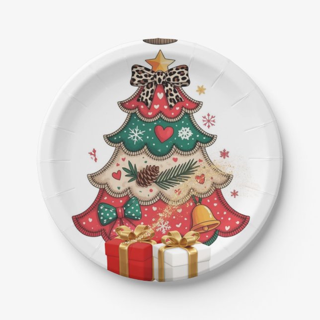 Weihnachtsfestliche Dekorationsornament Pappteller (Vorderseite)
