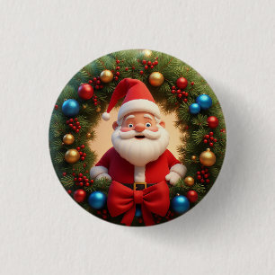 Weihnachtsfestliche Zeichentrickfigur Weihnachtsma Button