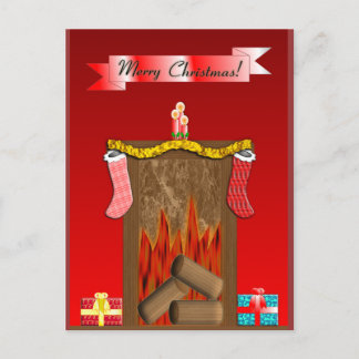 Weihnachtsfestlicher Kamin Feiertagspostkarte
