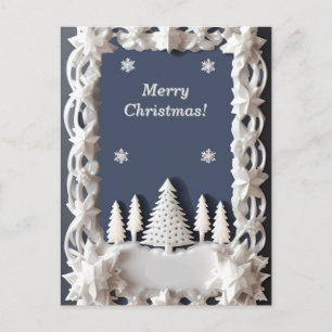 Weihnachtsfestlicher Schnee-Rahmen Postkarte