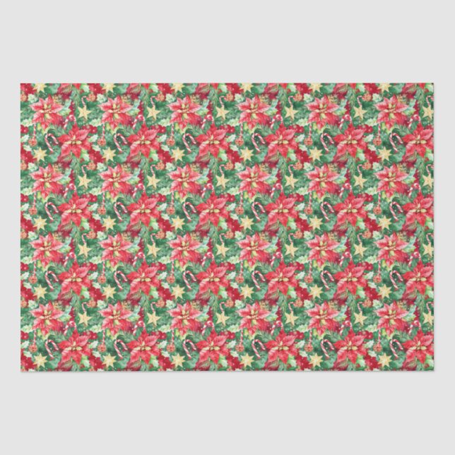 Weihnachtsfestspiele Poinsettia Blume Seidenpapier (Vorderseite)