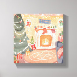 Weihnachtsfeuer für Wasserfarben Leinwanddruck