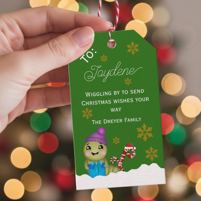 Weihnachtsfigur mit Zuckerrohr Geschenkanhänger (Add a little humor to your gifts this Christmas with this custom gift tag)