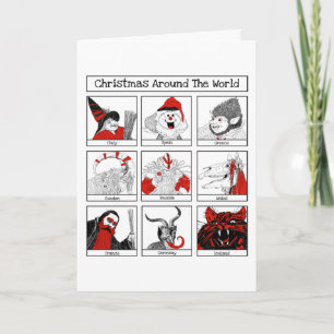 Weihnachtsfiguren auf der ganzen Welt Illustration Karte
