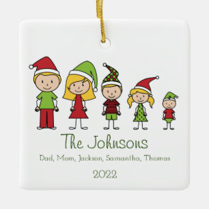 Weihnachtsfiguren Familie Niedlich Personalisiert Keramikornament