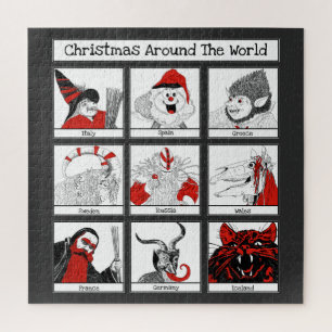 Weihnachtsfiguren rund um die Welt Illustration