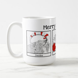 Weihnachtsfiguren rund um die Welt Illustration Kaffeetasse