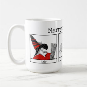 Weihnachtsfiguren rund um die Welt Illustration Kaffeetasse