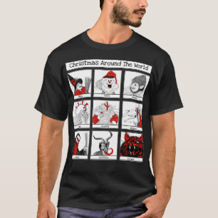 Weihnachtsfiguren rund um die Welt Illustration T-Shirt