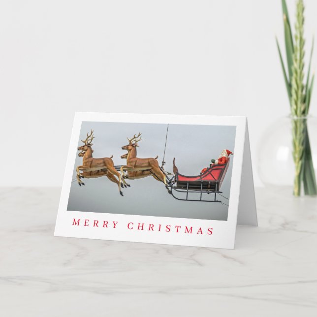 Weihnachtsfiguren und Schlittenfiguren Weihnachtsk Feiertagskarte (Vorderseite)