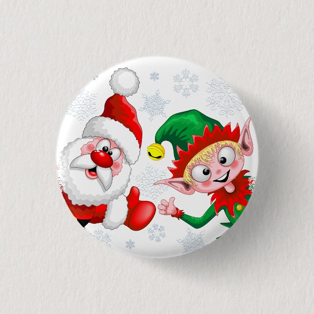 Weihnachtsfiguren von Weihnachten und Elfen stürme Button (Vorderseite)