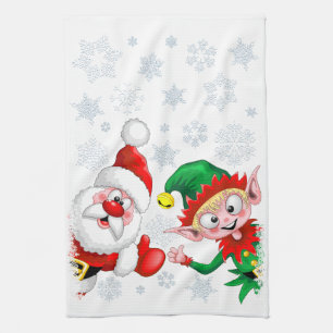 Weihnachtsfiguren von Weihnachten und Elfen stürme Geschirrtuch
