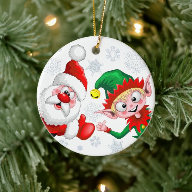 Weihnachtsfiguren von Weihnachten und Elfen stürme Keramik Ornament (Baum)