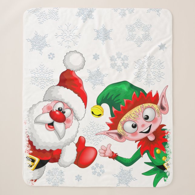 Weihnachtsfiguren von Weihnachten und Elfen stürme Sherpadecke (Vorderseite)