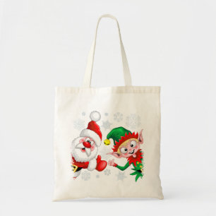 Weihnachtsfiguren von Weihnachten und Elfen stürme Tragetasche