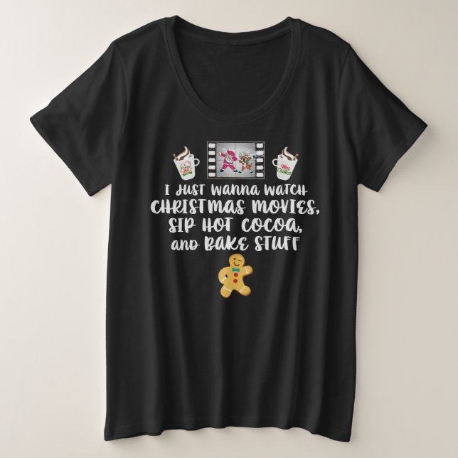 Weihnachtsfilme Hot Cocoa Backdesign Große Größe T-Shirt (Design vorne)