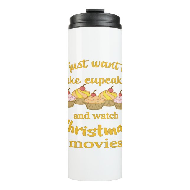 Weihnachtsfilme und Backen Thermosbecher (Vorderseite)