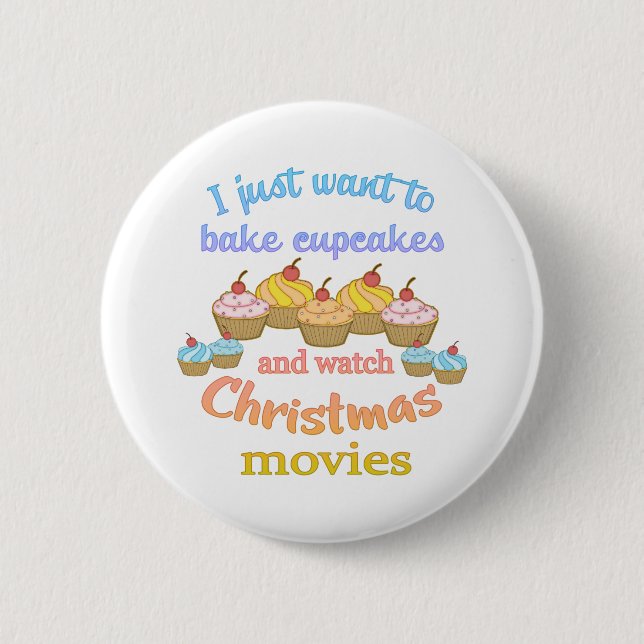 Weihnachtsfilme und Cupcakes Button (Vorderseite)