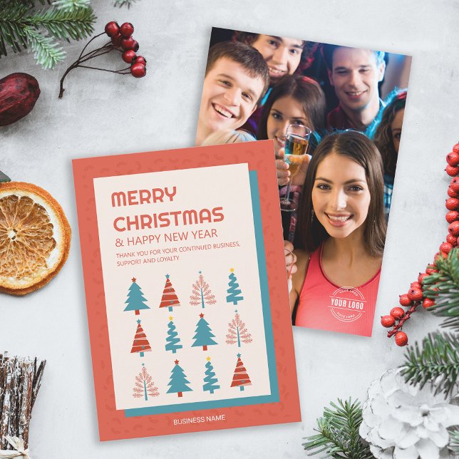 Weihnachtsfirma Foto-Logo Weihnachtskarte Einladung (Business Christmas Tree Company Photo Logo Holiday Invitation)