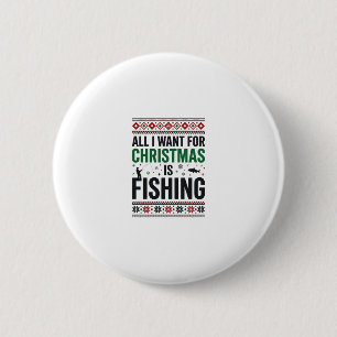 Weihnachtsfischen hässliches Sweatshirt-Design Button