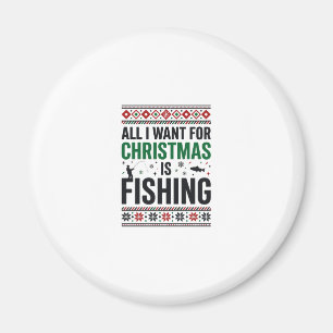 Weihnachtsfischerei hässliches Sweatshirt-Design Magnet