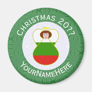 Weihnachtsflagge Bulgarien Engel personalisiert Magnet