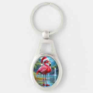 Weihnachtsflamingo als Weihnachtsmann-47476 Schlüsselanhänger