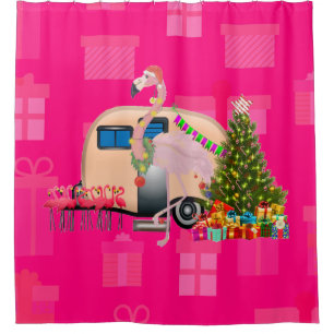 weihnachtsflamingo anhänger duschvorhang