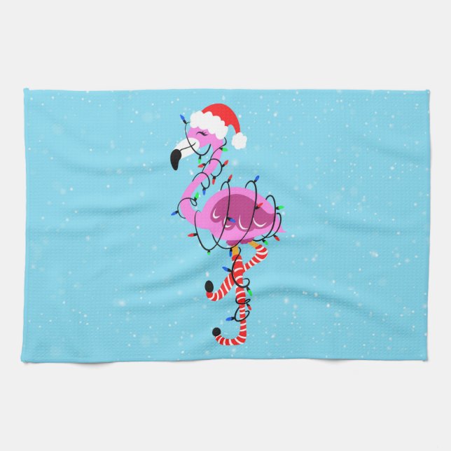 Weihnachtsflamingo Geschirrtuch (Horizontal)