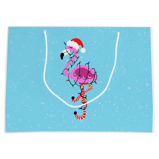 Weihnachtsflamingo Große Geschenktüte (Vorderseite)