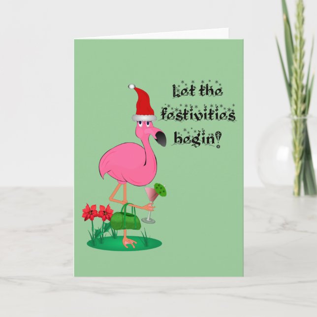 Weihnachtsflamingo-Gruß-Karte Feiertagskarte (Vorderseite)