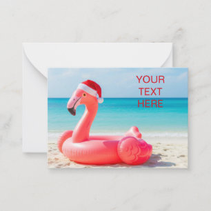 Weihnachtsflamingo mit Weihnachtsmannmütze Mitteilungskarte