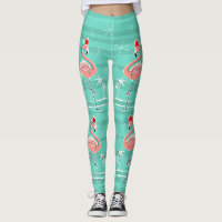 Weihnachtsflamingo-Streifen-Leggings