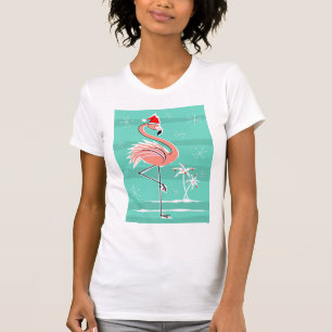 Weihnachtsflamingo-Streifen-T - Shirtfrauen T-Shirt