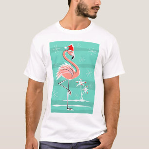 Weihnachtsflamingo-Streifen-T - Shirtmänner T-Shirt