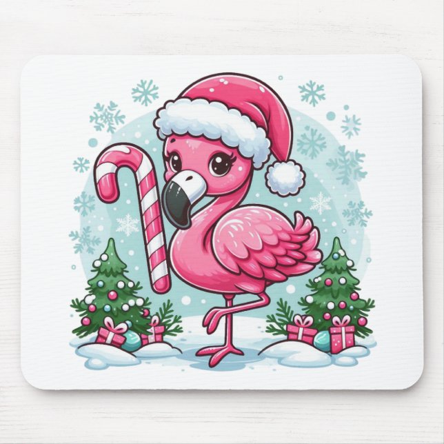 Weihnachtsflamingo-Sublimationsgrafik Mousepad (Vorne)