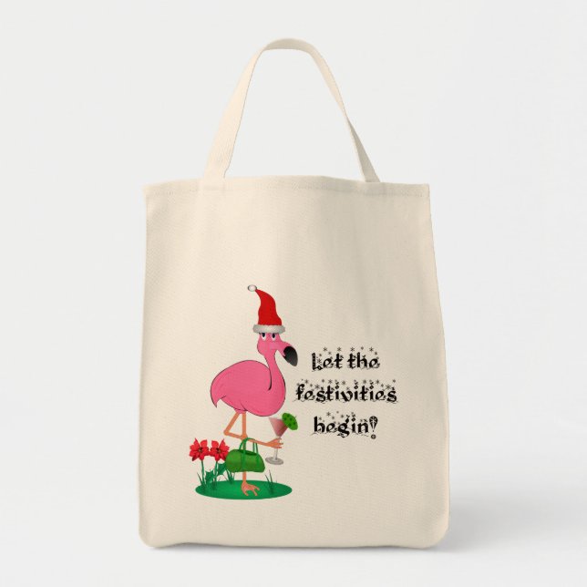 Weihnachtsflamingo-Taschen-Tasche Tragetasche (Vorne)