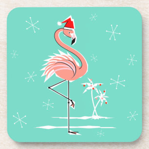 Weihnachtsflamingo-Untersetzer Plastik Getränkeuntersetzer