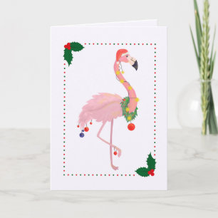 Weihnachtsflamingo-Weihnachtsmannmütze Karte