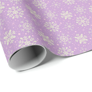 Weihnachtsflieder u. rosa Schneeflocke-Muster Geschenkpapier