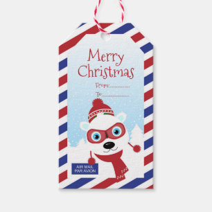 Weihnachtsfliege mit Spendenaufkleber für Polar Geschenkanhänger