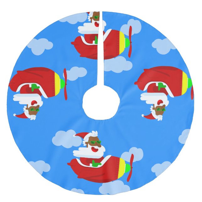 Weihnachtsflieger-Pilot Schwarzer Seatronenwolke Polyester Weihnachtsbaumdecke (Vorderseite)